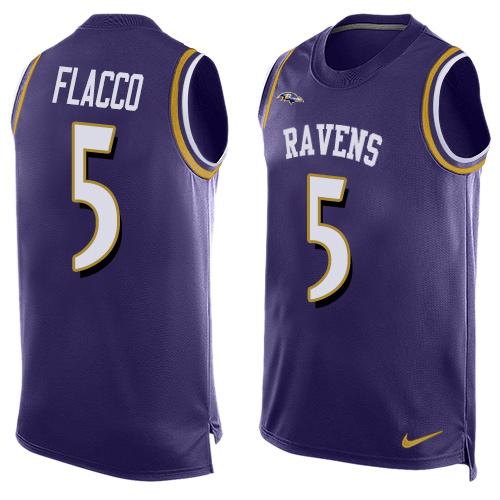 Nike Ravens #5 Joe Flacco Purple Team Color Men's Stitched NFL Limited Tank Top Jersey - Click Image to Close